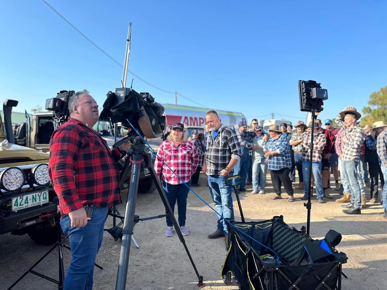 Long Drive For Drought 2023 (12) Goondiwindi filming Sunrise TV segment